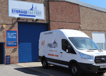The Storage Factory building in Salisbury with a branded van outside