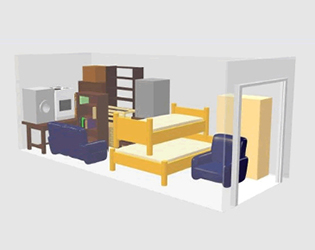 Illustration of a storage unit holding the 3 to 4 bed home contents