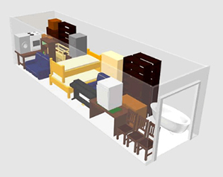 Illustration of a 240 sq ft unit