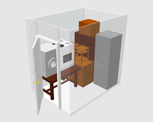 Illustration of a 50 sq ft unit filled with flat contents