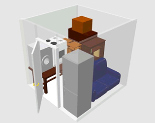 Illustration of a 64 sq ft unit