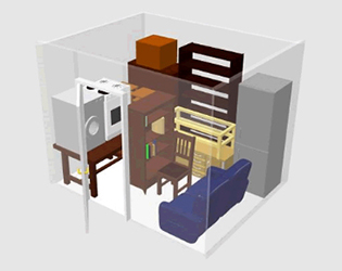 Illustration of a 100 sq ft unit